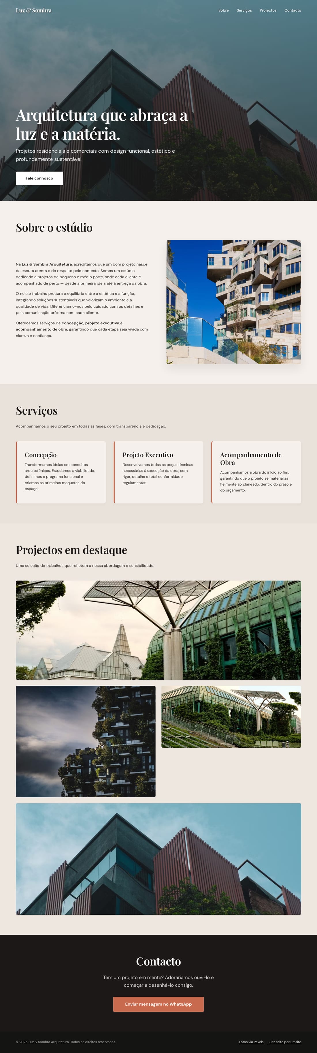 Luz & Sombra Arquitetura's website