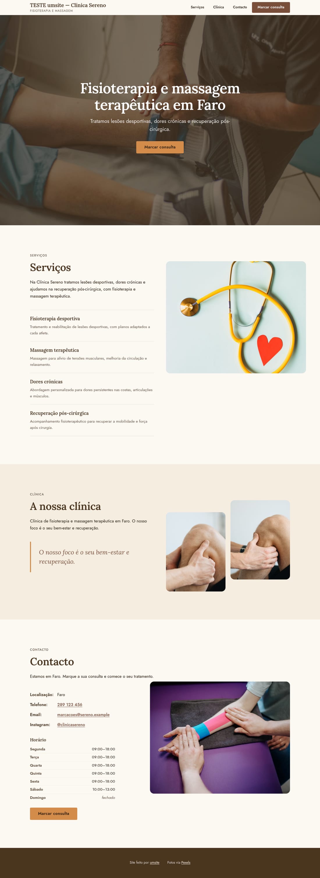 TESTE umsite — Clínica Sereno's website