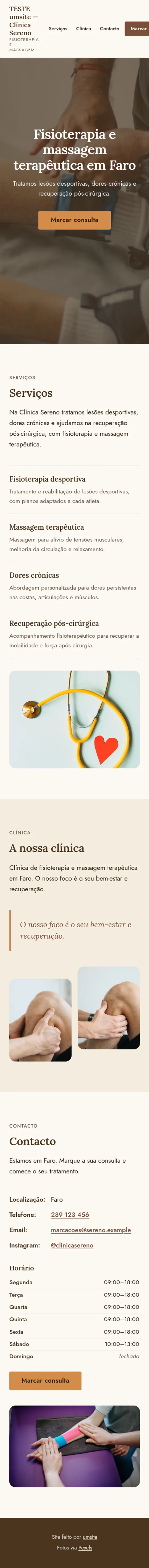 TESTE umsite — Clínica Sereno's website